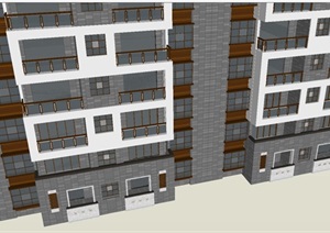 新中式小高层洋房单体建筑设计方案SU(草图大师)模型