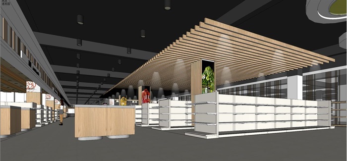 超市商场室内装潢设计方案SU模型(5)