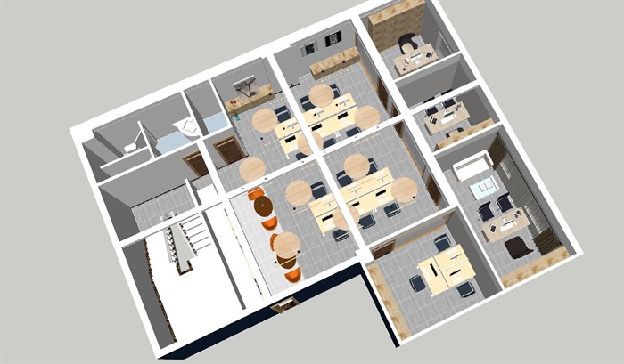 办公楼室内装潢设计方案SU模型(2)