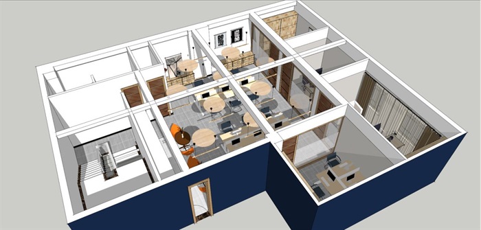 办公楼室内装潢设计方案SU模型(7)