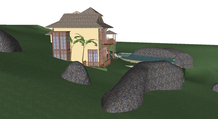 东南亚风格度假酒店建筑设计方案SU模型(2)