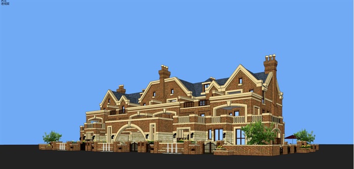 富力香河英式别墅+新古典高层与商业项目建筑设计方案SU模型（附单体CAD平立面）(9)
