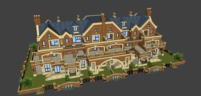 富力香河英式别墅+新古典高层与商业项目建筑设计方案SU模型（附单体CAD平立面）(11)