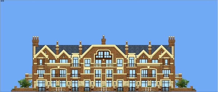 富力香河英式别墅+新古典高层与商业项目建筑设计方案SU模型（附单体CAD平立面）(12)