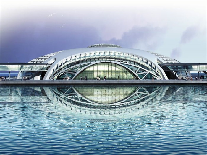 上海吴淞口客运中心建筑设计方案SU模型(2)