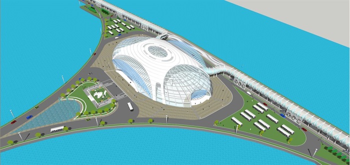 上海吴淞口客运中心建筑设计方案SU模型(6)
