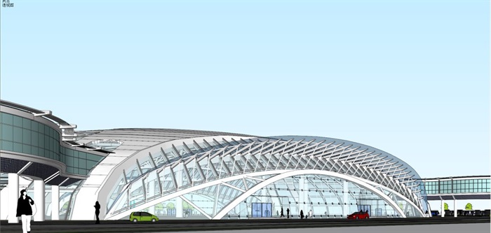 上海吴淞口客运中心建筑设计方案SU模型(9)