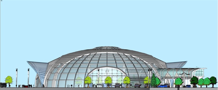 上海吴淞口客运中心建筑设计方案SU模型(10)