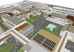 现代风格产业园办公中心建筑设计方案SU(草图大师)模型