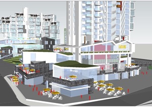 现代风格住宅+商业综合体建筑设计方案SU(草图大师)模型