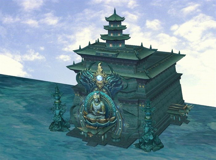 水域神殿游戏场景SU模型(2)