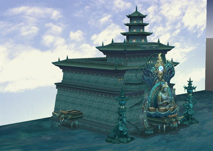水域神殿游戏场景SU模型(3)
