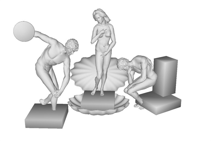 4个欧式人物雕塑SU模型(1)