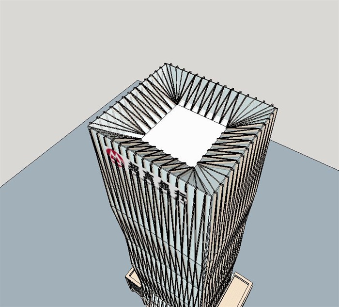 3个银行办公大厦建筑设计方案SU模型(3)