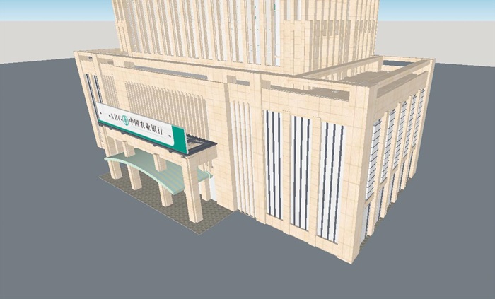 3个银行办公大厦建筑设计方案SU模型(4)