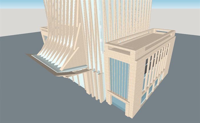3个银行办公大厦建筑设计方案SU模型(5)