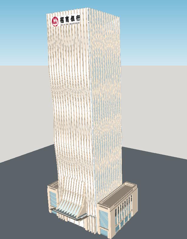 3个银行办公大厦建筑设计方案SU模型(12)
