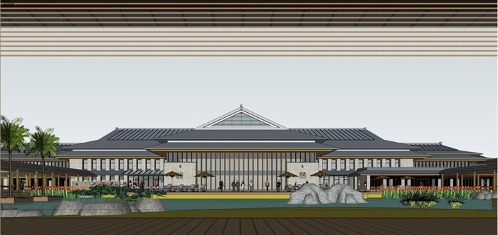 汉唐风泉州国宾馆玺园建筑设计方案SU模型(9)