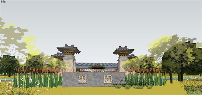 汉唐风泉州国宾馆玺园建筑设计方案SU模型(15)