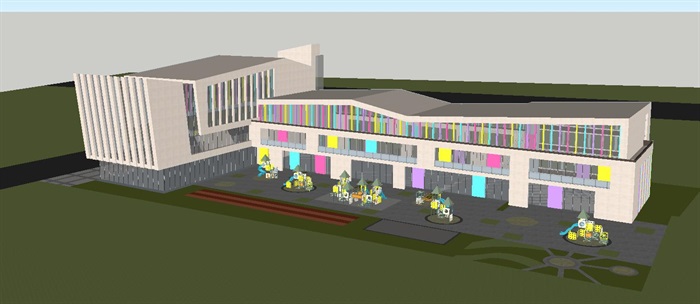 2个南昌第三幼儿园建筑设计方案SU模型(7)