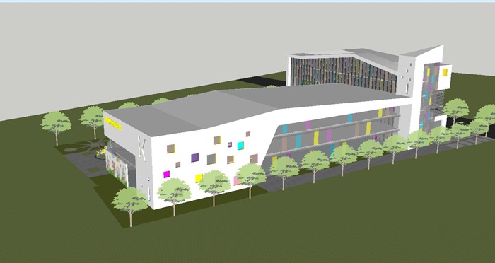 2个南昌第三幼儿园建筑设计方案SU模型(9)