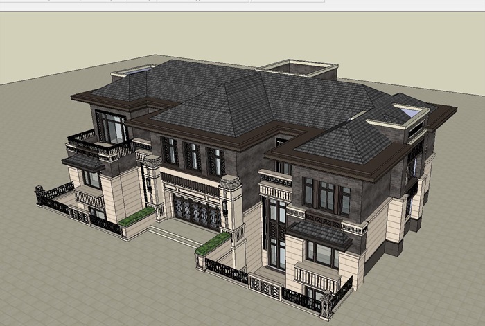 南昌万达城别墅住宅区单体建筑设计方案SU模型（附PDF方案文本+CAD总平面与单体户型图）(10)
