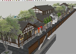 传统中式天一商业街建筑设计方案SU(草图大师)模型