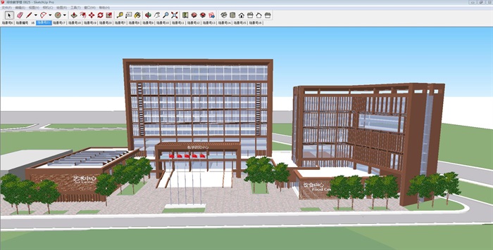 现代高校综合教学楼建筑设计方案SU模型(1)