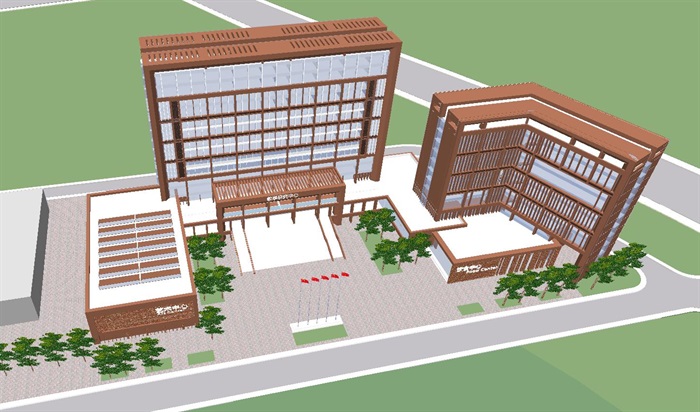 现代高校综合教学楼建筑设计方案SU模型(5)