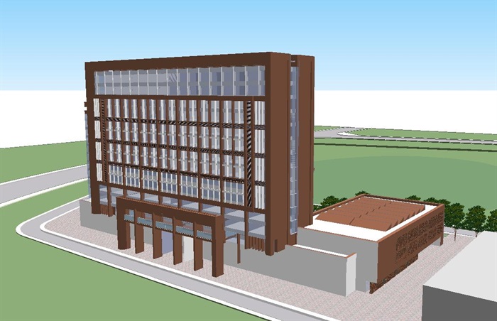 现代高校综合教学楼建筑设计方案SU模型(8)