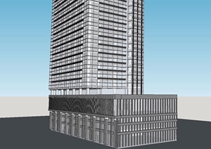 现代风格商业+办公大厦建筑设计方案SU(草图大师)模型