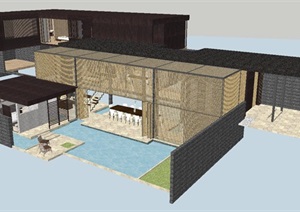 现代风格别墅建筑设计方案SU(草图大师)模型
