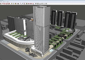 奥山集团商业综合体+住宅项目建筑概念设计方案SU(草图大师)模型