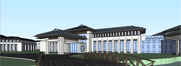 东部新城新中式国宾馆建筑设计方案SU模型(6)