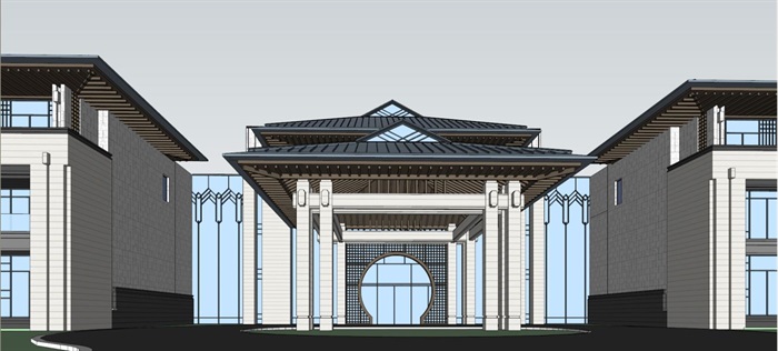 东部新城新中式国宾馆建筑设计方案SU模型(8)
