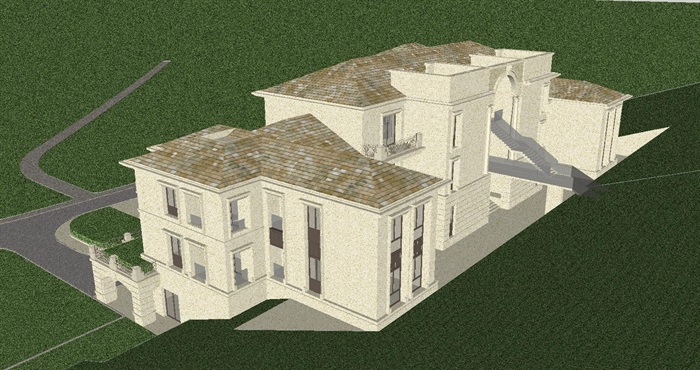 法式山地酒店建筑设计方案SU模型(1)