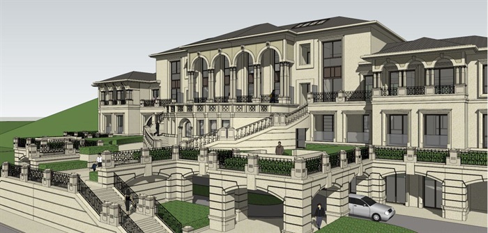 法式山地酒店建筑设计方案SU模型(4)