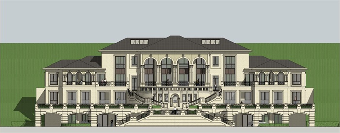 法式山地酒店建筑设计方案SU模型(6)