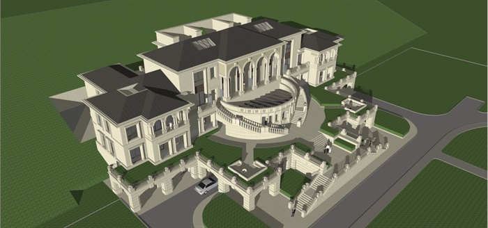 法式山地酒店建筑设计方案SU模型(10)