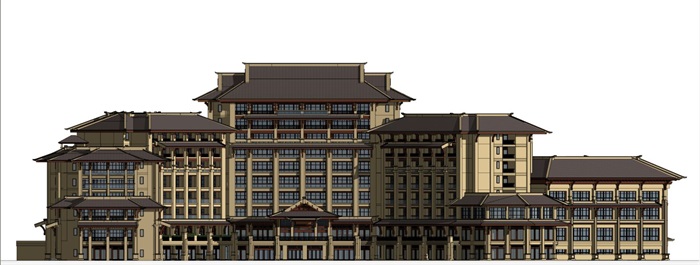 东南亚风格酒店建筑设计方案SU模型(5)
