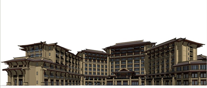 东南亚风格酒店建筑设计方案SU模型(7)