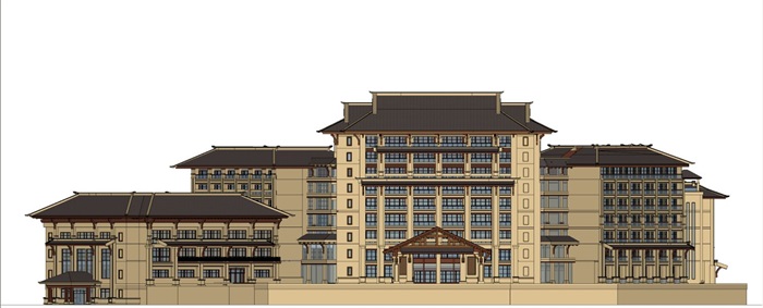 东南亚风格酒店建筑设计方案SU模型(6)