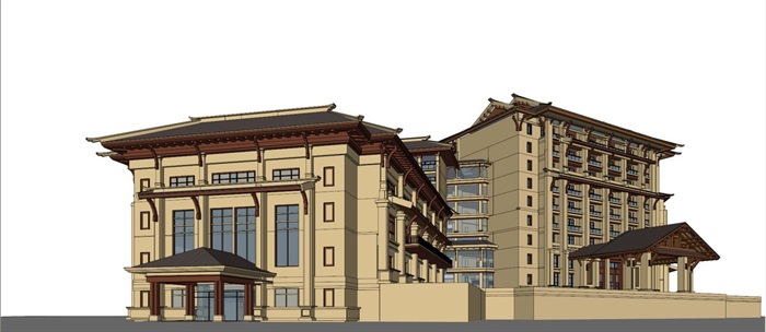 东南亚风格酒店建筑设计方案SU模型(10)