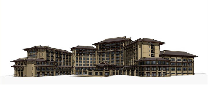 东南亚风格酒店建筑设计方案SU模型(11)