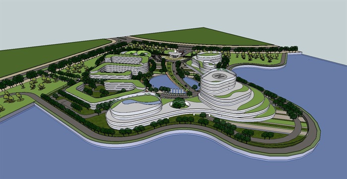 玖龙纸业产业园区建筑设计方案SU模型(3)