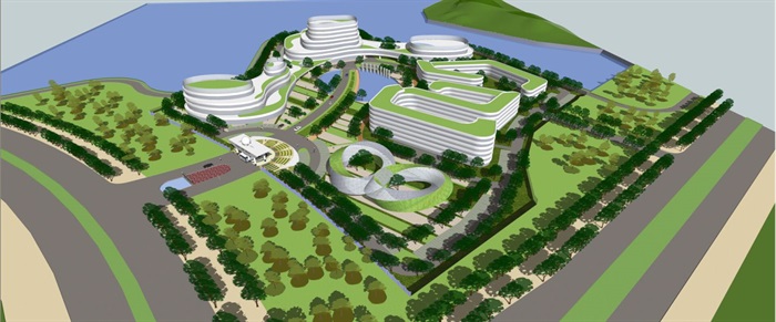 玖龙纸业产业园区建筑设计方案SU模型(4)