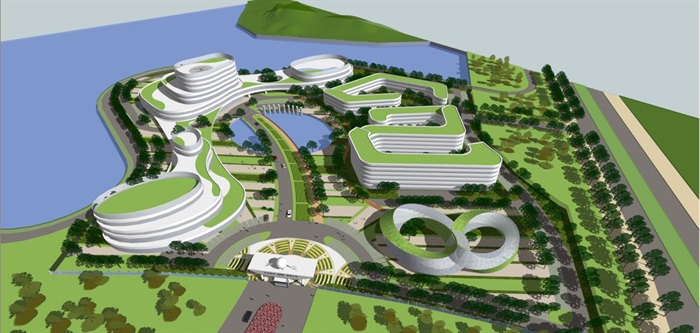 玖龙纸业产业园区建筑设计方案SU模型(5)