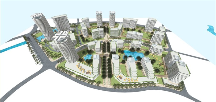 惠州滨海养老社区建筑规划设计方案SU模型(9)