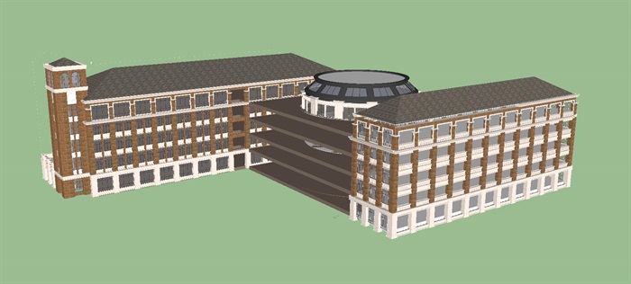 英伦风格教学楼建筑设计方案SU模型(2)