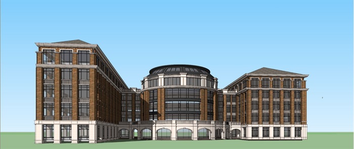 英伦风格教学楼建筑设计方案SU模型(8)